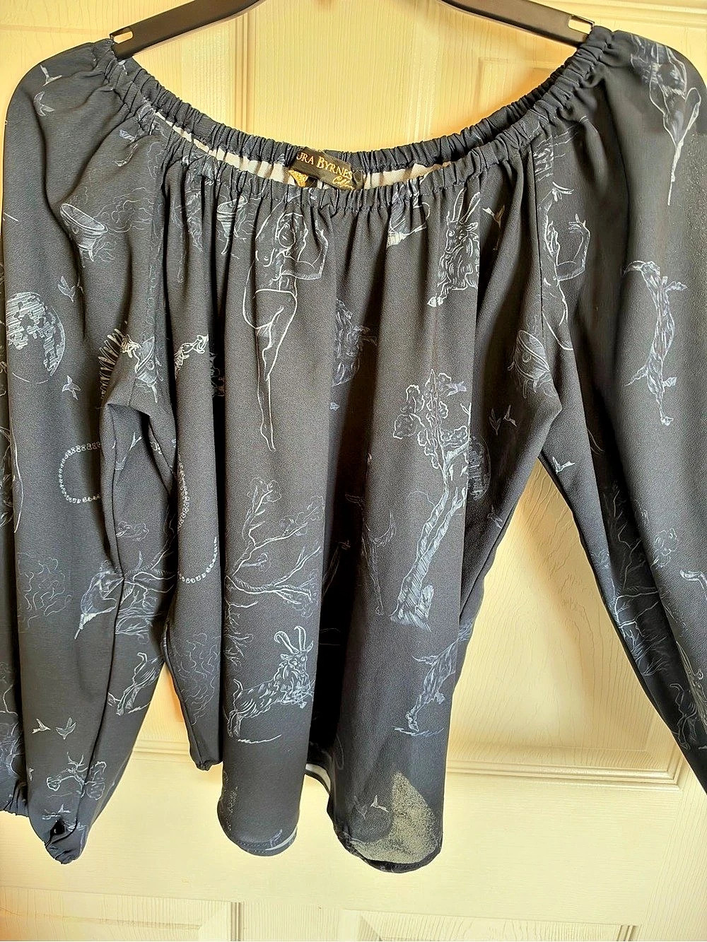 RARE Pinup Couture Laura Byrnes witchy toile peasant top